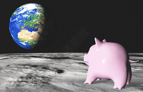 粉色猪形象月亮上的粉红猪背景