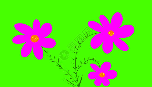 粉红花花插图装饰风格植物粉色明信片背景图片