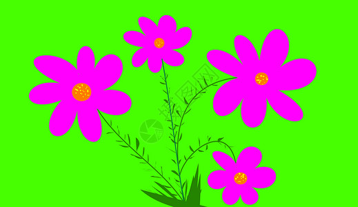 粉红花花植物插图粉色装饰明信片风格背景图片