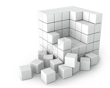 方块空间白色背景上的小立方体大白方块背景