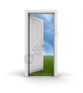 白色的门向天空打开门想像力开幕式钥匙白色功能自由辅助入口背景