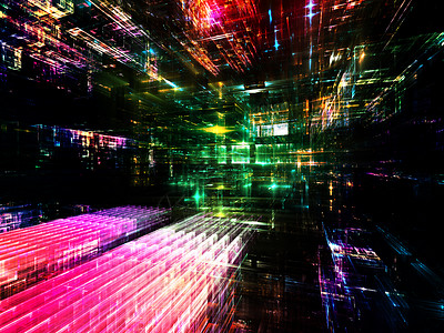 分形尺寸流网格城市速度科幻工业数据地平线墙纸矩形渲染背景图片