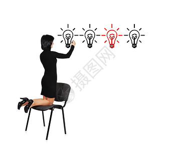 妇女画灯人士商务营销市场解决方案女性商业女士库存椅子显示高清图片素材