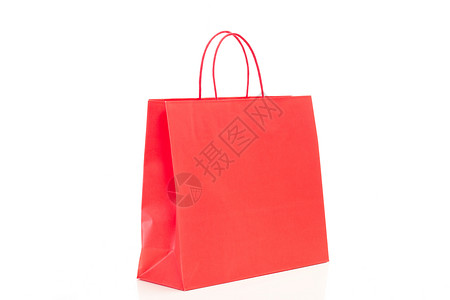 白色背景的单一红色购物袋(红包)背景图片