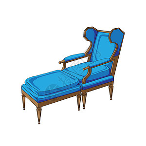 手绘蓝色椅子经典休闲椅背景