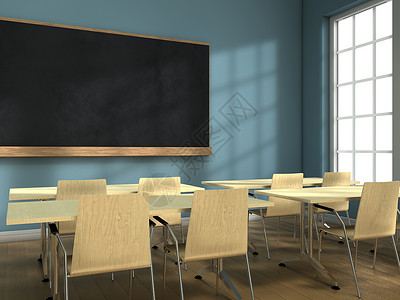 蓝色黑板教室框架办公室操作渲染说明椅子蓝色课堂座位中学背景