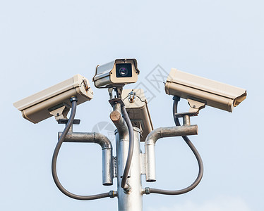 蓝色财产安全高科技监控摄像头背景