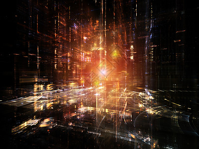 分形尺寸的虚拟化轻轨水晶数学科学渲染技术反射几何学小说建筑背景图片