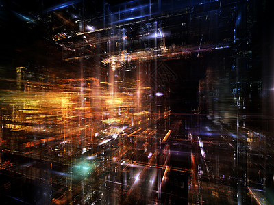 分形尺寸地貌水平速度网格技术数学小说水晶城市建筑反射背景图片