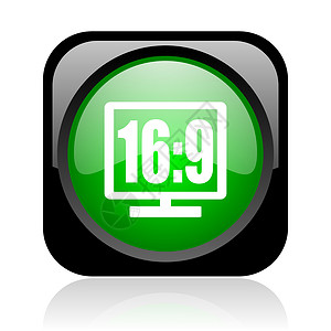 16 9 个显示黑绿方和绿方网络灰色图标监视器菜单运河钥匙电影日程按钮绿色横幅居住背景图片