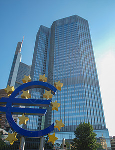 欧洲银行法兰克福的欧洲央行摩天大楼纪念碑银行货币联盟地标背景