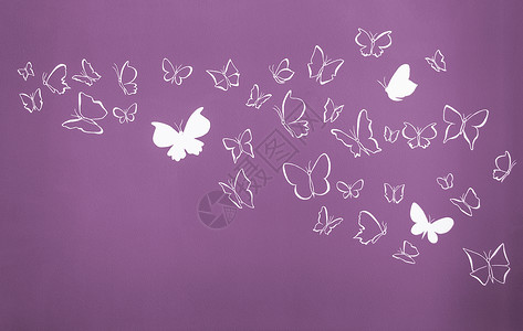 白色圆光影飞翔的蝴蝶背景墙纸材料团体紫色背景图片