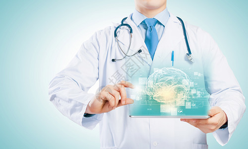 使用平板药片的医生 pc男人互联网网络诊断电子器官创新药品软垫愈合背景图片