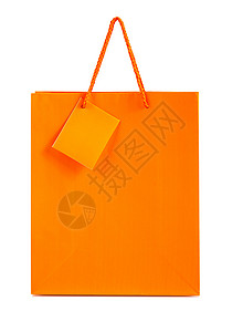 孤立的橙色纸袋背景图片