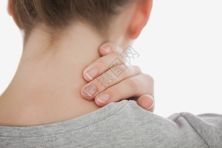 遭受颈部疼痛的妇女女性痛苦肌肉按摩女士脖子背景图片
