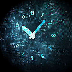 时间轴背景数字背景上的时间轴概念时钟小时蓝色展示历史日程技术年表屏幕数据像素化背景