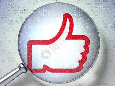 社交网络概念 像数字背面的光玻璃一样放大镜数据朋友镜片手指投票扇子拇指社会电脑背景图片