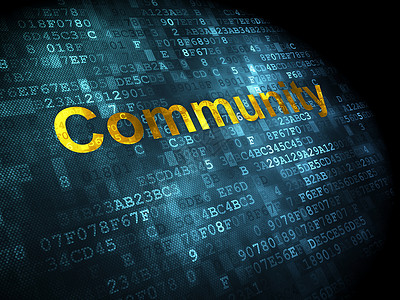 社交媒体概念 具有数字背景的社群消息社区互联网黄色团队软件博客像素化网络社会背景图片