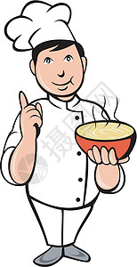 调汤卡通厨师煮汤碗帽子食物男性插图男人设计图片