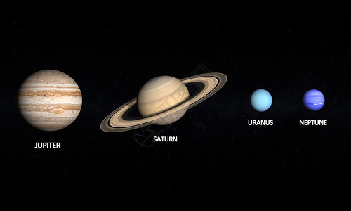 木星土星天王星和海王星宇航员星系太阳系渲染天文学行星气体星星星球科学背景图片