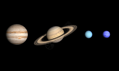 木星土星天王星和海王星土星星星太阳行星轨道科学太阳系宇宙天文学渲染背景图片