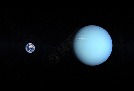 地球和天王星行星星星气体渲染月亮宇宙轨道宇航员外星人星系科学背景图片