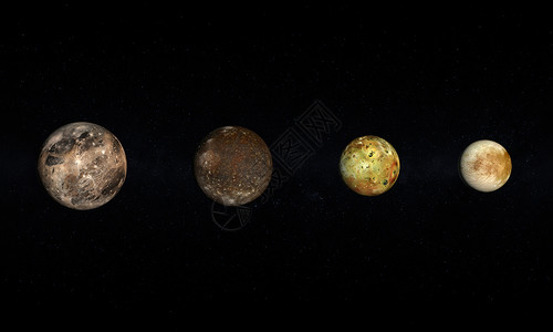 木星的月亮轨道宇航员渲染太阳系教育天文学科学背景图片