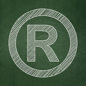 商标保护法律概念 登记在黑板背景上执照数据粉笔作者学习权利商业法庭课堂商标背景