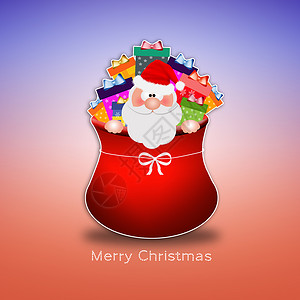 带礼物的圣诞老人假期插图季节红色装饰品季节性惊喜背景图片