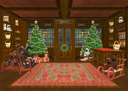 圣诞玩具乐趣房间摇杆假期庆典季节花环童年火车星星目的高清图片素材