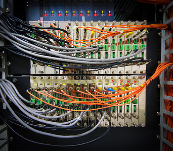 光纤电缆 带有ccctv模块数据中心技术电讯电脑商业中心互联网插头服务路由器背景图片