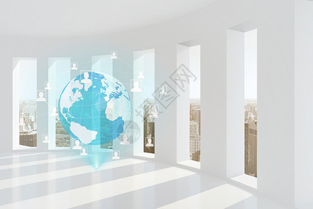 全球商业全息图城市社区人力资源景观窗户白色国际地球背景图片
