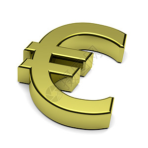 镀金符号3D欧元货币标志 白纸上隔绝背景