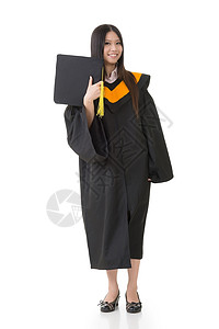 亚裔毕业妇女快乐文凭大学教育幸福女士成人青年女孩学士亚洲人高清图片素材
