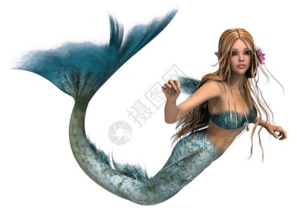 美人鱼插图尾巴生物魔法神话游泳海洋女性女孩童话图片素材