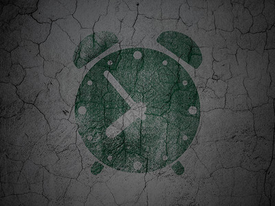 时间线概念 墙壁背景的警钟日程白色绿色古董历史水泥灰色插图垃圾时间背景