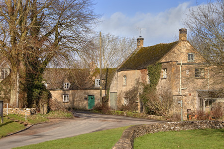 科茨沃尔德村小屋英语联盟历史性房子村庄石头背景图片