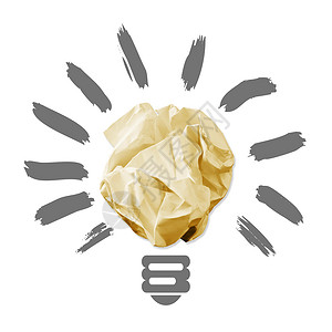 以灯泡形式呈现的压碎纸瓦困惑创新主意电气思想活力解决方案成就头脑商业背景