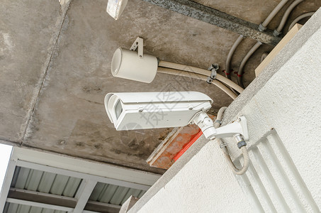 保安闭路电视相机监视安全监控器商业白色城市控制电气技术背景图片