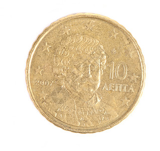 希腊人10个莱普塔硬币背景图片