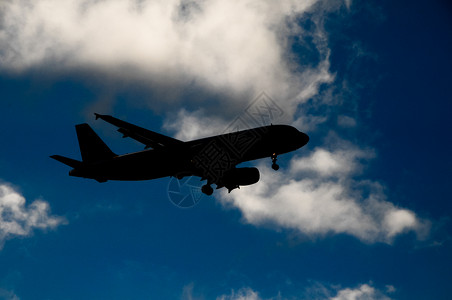 一架飞机的休全蓝色插图日出天空引擎飞机场车辆太阳假期旅行背景图片