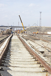 铁路运输旅行铁轨小路货物基础设施场景碎石车站天空背景图片