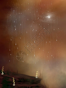 幻想景观童话梦幻形式悬崖月亮薄雾岩石粉色平台蜡烛背景图片