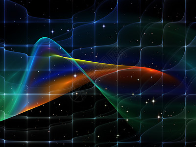 空间网格虚拟空间几何学流动物理渲染技术设计辉光正弦波排列运动背景