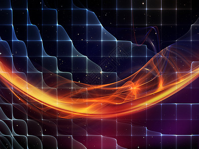 空间网格虚拟空间元素排列渲染作品辉光力量虚拟现实坐标正弦波运动背景