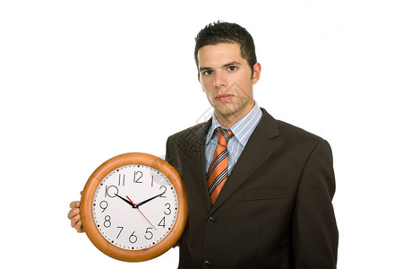 钟白色商务手表市场领带微笑交易套装人士工作背景图片
