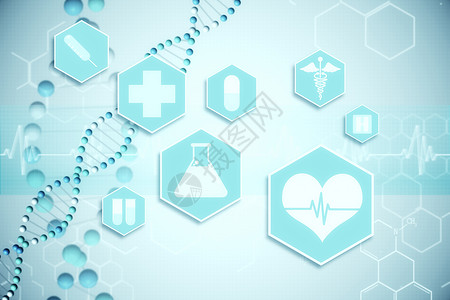 蓝色和白色的医疗图标标签计算机科技电脑烧杯注射器系统试管绘图计算背景图片