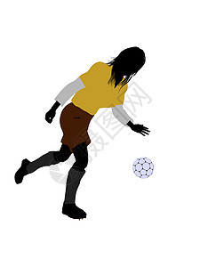 女性足球选手玩家剪影运动员足球服女孩插图守门员运动门柱背景图片