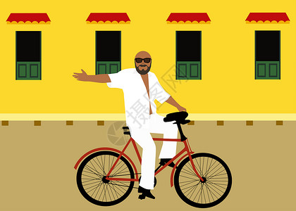 骑自行车的男人黄色背景图片