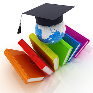 全球教育大学帽子技术学习地理丝带全世界图书男人商业文凭高清图片素材